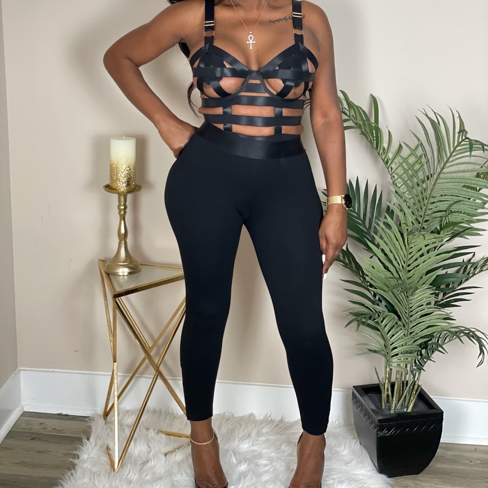 Black strapped top